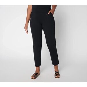Denim & Co. Regular EasyWear French Terry Pant Black, Small  #26"